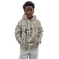 Zora Neale Hurston Kid Hoodie Rustic Wood Engraved Style Illustration Joyful Portrait with Book and Map Donkey - African Pride