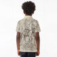 Zora Neale Hurston Kid Polo Shirt Rustic Wood Engraved Style Illustration Joyful Portrait with Book and Map Donkey - African Pride