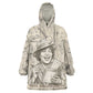 Zora Neale Hurston Kid Wearable Blanket Hoodie Rustic Wood Engraved Style Illustration Joyful Portrait with Book and Map Donkey - African Pride