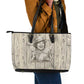 Zora Neale Hurston Leather Tote Bag Rustic Wood Engraved Style Illustration Joyful Portrait with Book and Map Donkey - African Pride