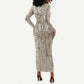Zora Neale Hurston Long Sleeve Bodycon Dress Rustic Wood Engraved Style Illustration Joyful Portrait with Book and Map Donkey - African Pride