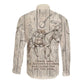 Zora Neale Hurston Long Sleeve Button Shirt Rustic Wood Engraved Style Illustration Joyful Portrait with Book and Map Donkey - African Pride