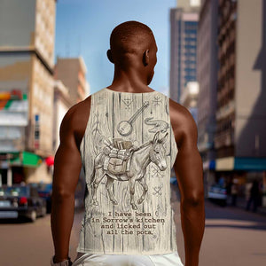 Zora Neale Hurston Men Tank Top Rustic Wood Engraved Style Illustration Joyful Portrait with Book and Map Donkey - African Pride