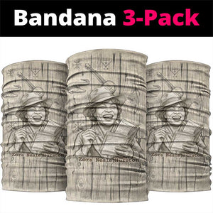 Zora Neale Hurston Neck Gaiter Rustic Wood Engraved Style Illustration Joyful Portrait with Book and Map Donkey - African Pride