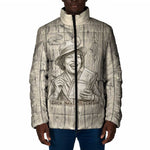 Zora Neale Hurston Padded Jacket Rustic Wood Engraved Style Illustration Joyful Portrait with Book and Map Donkey - African Pride