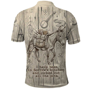 Zora Neale Hurston Polo Shirt Rustic Wood Engraved Style Illustration Joyful Portrait with Book and Map Donkey - African Pride