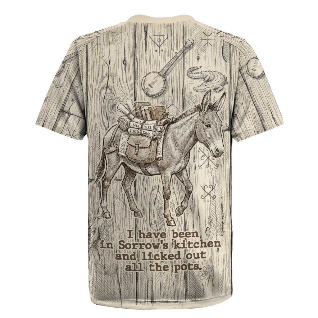 Zora Neale Hurston Rugby Jersey Rustic Wood Engraved Style Illustration Joyful Portrait with Book and Map Donkey - African Pride