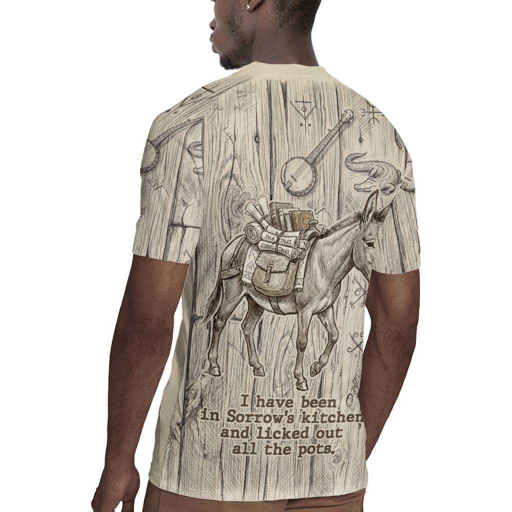 Zora Neale Hurston Rugby Jersey Rustic Wood Engraved Style Illustration Joyful Portrait with Book and Map Donkey - African Pride
