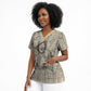 Zora Neale Hurston Scrub Top Rustic Wood Engraved Style Illustration Joyful Portrait with Book and Map Donkey - African Pride