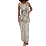 Zora Neale Hurston Tank Maxi Dress Rustic Wood Engraved Style Illustration Joyful Portrait with Book and Map Donkey - African Pride