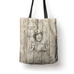 Zora Neale Hurston Tote Bag Rustic Wood Engraved Style Illustration Joyful Portrait with Book and Map Donkey - African Pride