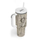 Zora Neale Hurston Tumbler With Handle Rustic Wood Engraved Style Illustration Joyful Portrait with Book and Map Donkey - African Pride