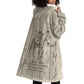Zora Neale Hurston Wearable Blanket Hoodie Rustic Wood Engraved Style Illustration Joyful Portrait with Book and Map Donkey - African Pride
