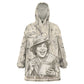 Zora Neale Hurston Wearable Blanket Hoodie Rustic Wood Engraved Style Illustration Joyful Portrait with Book and Map Donkey - African Pride