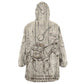 Zora Neale Hurston Wearable Blanket Hoodie Rustic Wood Engraved Style Illustration Joyful Portrait with Book and Map Donkey - African Pride