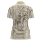 Zora Neale Hurston Women Polo Shirt Rustic Wood Engraved Style Illustration Joyful Portrait with Book and Map Donkey - African Pride