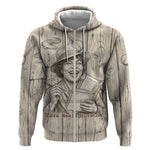 Zora Neale Hurston Zip Hoodie Rustic Wood Engraved Style Illustration Joyful Portrait with Book and Map Donkey - African Pride