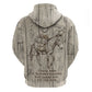 Zora Neale Hurston Zip Hoodie Rustic Wood Engraved Style Illustration Joyful Portrait with Book and Map Donkey - African Pride