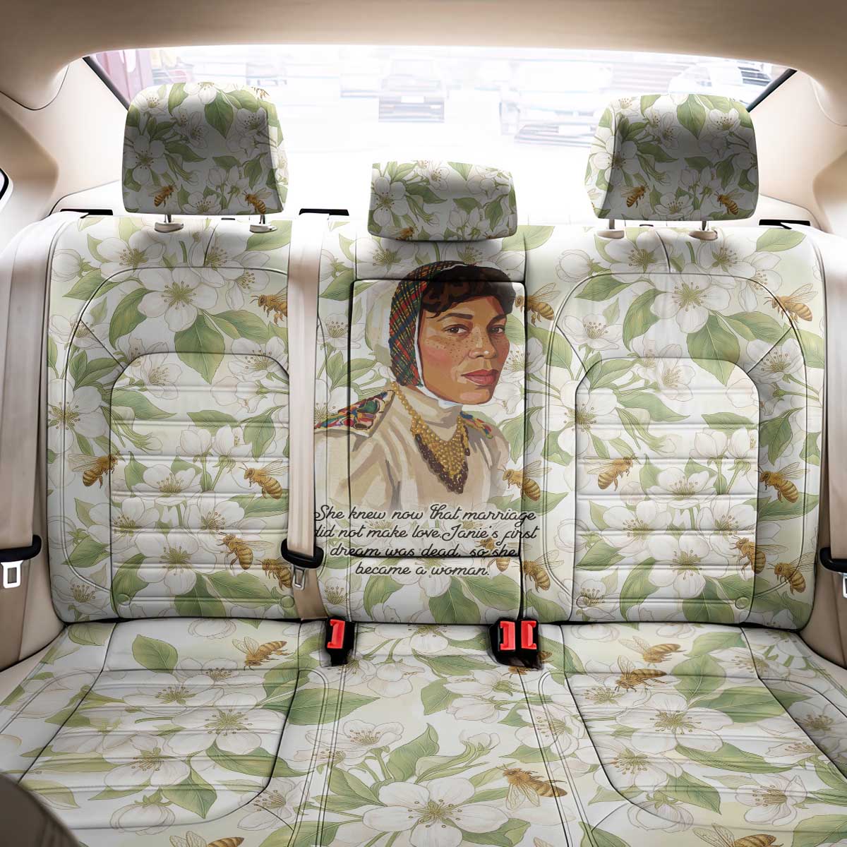 Zora Neale Hurston Back Car Seat Cover Floral Illustration Featuring Janie’s Dream from Their Eyes Were Watching God - African Pride