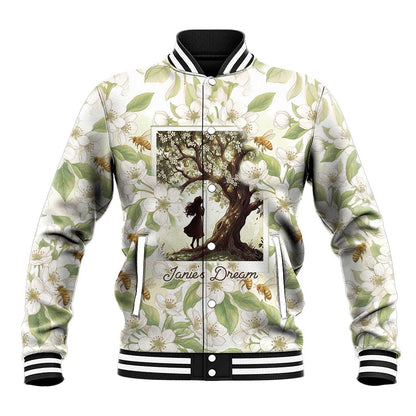 Zora Neale Hurston Baseball Jacket Floral Illustration Featuring Janie’s Dream from Their Eyes Were Watching God - African Pride
