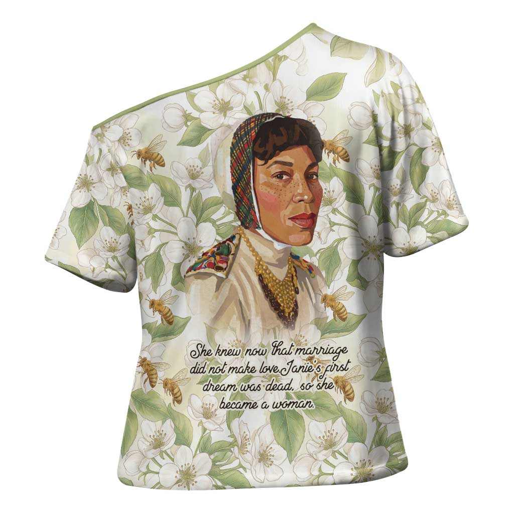 Zora Neale Hurston Cross Shoulder Shirt Floral Illustration Featuring Janie’s Dream from Their Eyes Were Watching God - African Pride