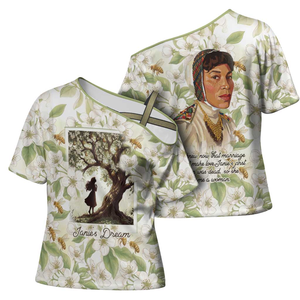 Zora Neale Hurston Cross Shoulder Shirt Floral Illustration Featuring Janie’s Dream from Their Eyes Were Watching God - African Pride