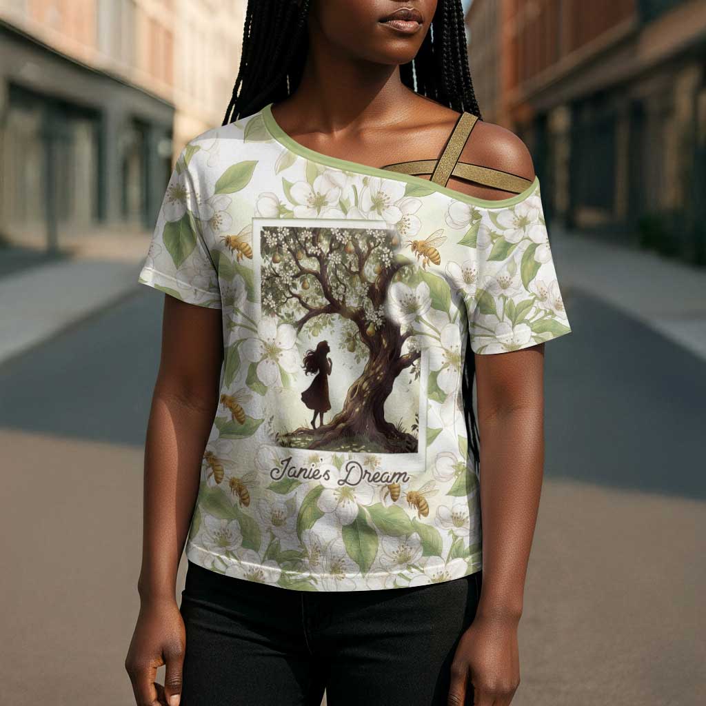 Zora Neale Hurston Cross Shoulder Shirt Floral Illustration Featuring Janie’s Dream from Their Eyes Were Watching God - African Pride