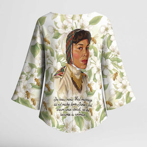 Zora Neale Hurston Kimono Sleeve Blouse Floral Illustration Featuring Janie’s Dream from Their Eyes Were Watching God - African Pride