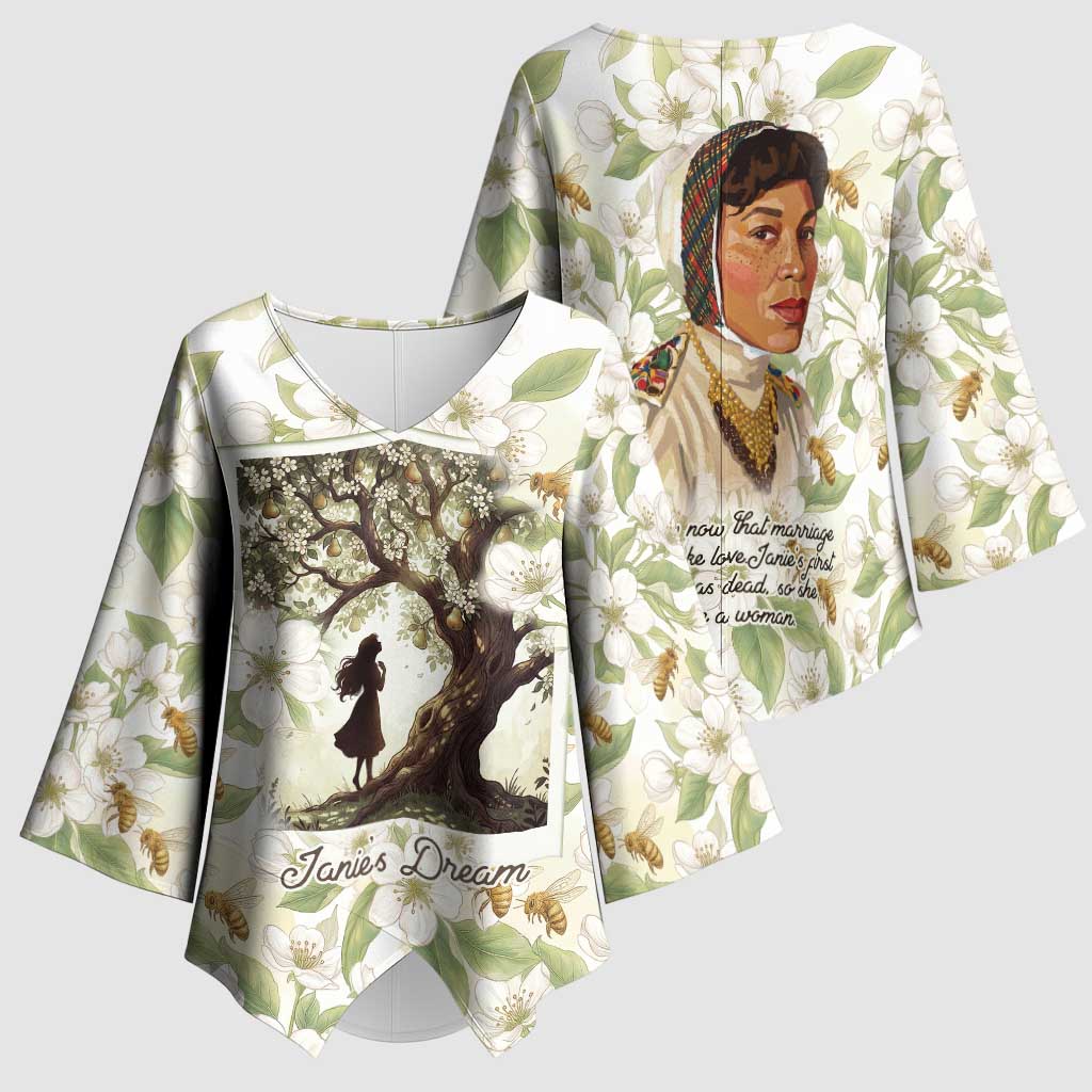 Zora Neale Hurston Kimono Sleeve Blouse Floral Illustration Featuring Janie’s Dream from Their Eyes Were Watching God - African Pride