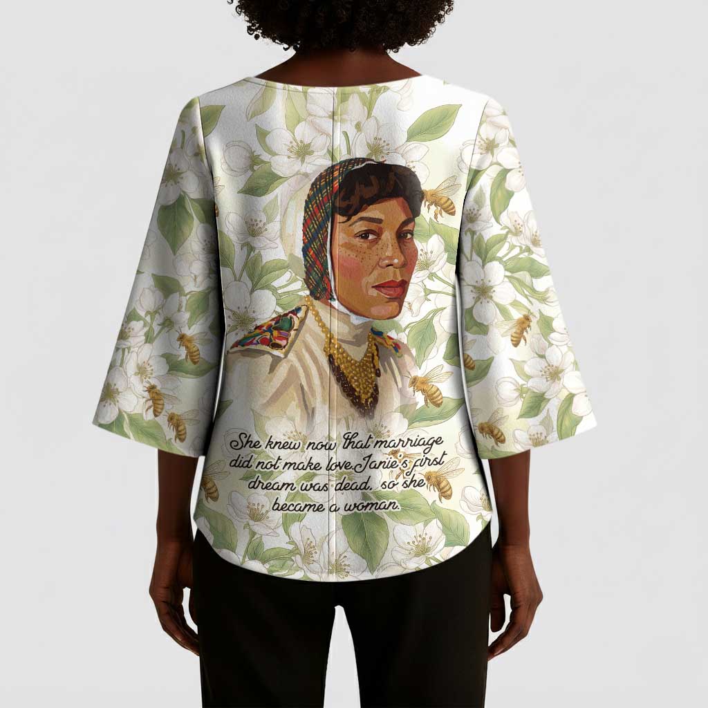 Zora Neale Hurston Kimono Sleeve Blouse Floral Illustration Featuring Janie’s Dream from Their Eyes Were Watching God - African Pride