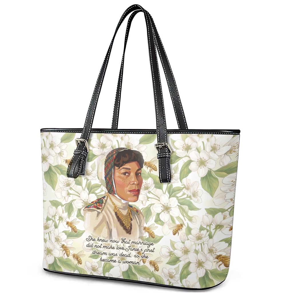 Zora Neale Hurston Leather Tote Bag Floral Illustration Featuring Janie’s Dream from Their Eyes Were Watching God - African Pride