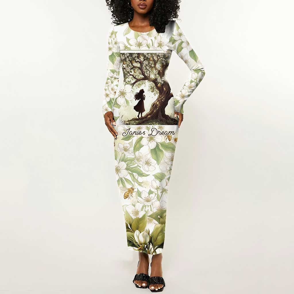 Zora Neale Hurston Long Sleeve Bodycon Dress Floral Illustration Featuring Janie’s Dream from Their Eyes Were Watching God - African Pride