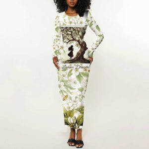 Zora Neale Hurston Long Sleeve Bodycon Dress Floral Illustration Featuring Janie’s Dream from Their Eyes Were Watching God - African Pride