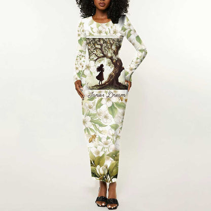 Zora Neale Hurston Long Sleeve Bodycon Dress Floral Illustration Featuring Janie’s Dream from Their Eyes Were Watching God - African Pride