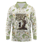 Zora Neale Hurston Long Sleeve Polo Shirt Floral Illustration Featuring Janie’s Dream from Their Eyes Were Watching God - African Pride