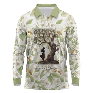 Zora Neale Hurston Long Sleeve Polo Shirt Floral Illustration Featuring Janie’s Dream from Their Eyes Were Watching God - African Pride