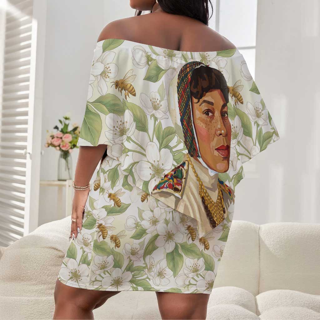 Zora Neale Hurston Off Shoulder Short Dress Floral Illustration Featuring Janie’s Dream from Their Eyes Were Watching God - African Pride