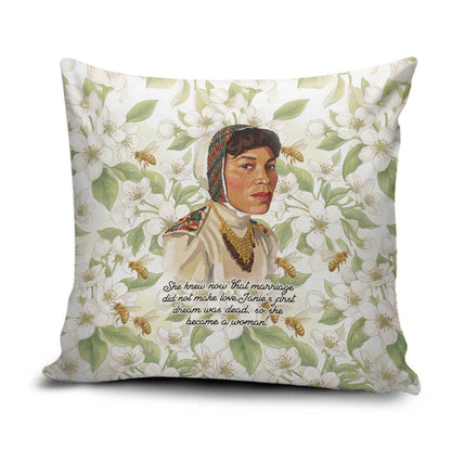 Zora Neale Hurston Pillow Cover Floral Illustration Featuring Janie’s Dream from Their Eyes Were Watching God - African Pride