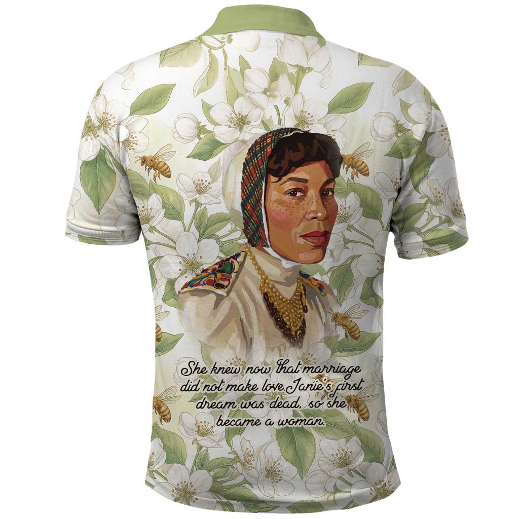 Zora Neale Hurston Polo Shirt Floral Illustration Featuring Janie’s Dream from Their Eyes Were Watching God - African Pride