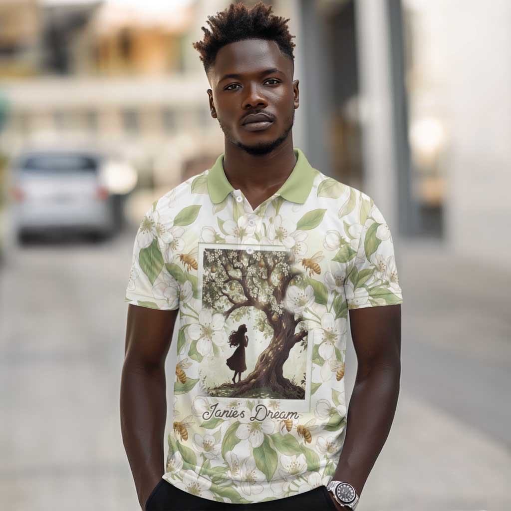 Zora Neale Hurston Polo Shirt Floral Illustration Featuring Janie’s Dream from Their Eyes Were Watching God - African Pride