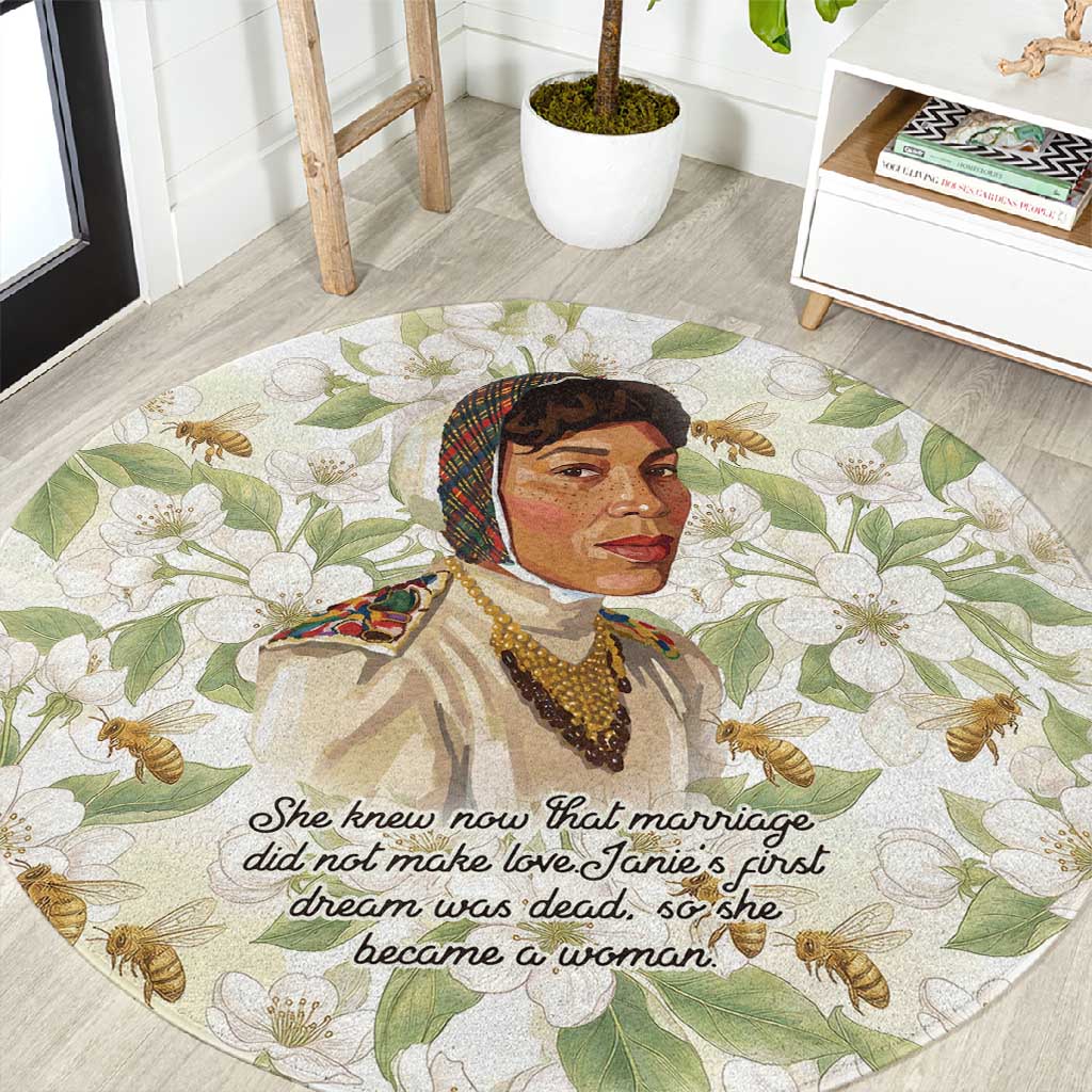 Zora Neale Hurston Round Carpet Floral Illustration Featuring Janie’s Dream from Their Eyes Were Watching God - African Pride
