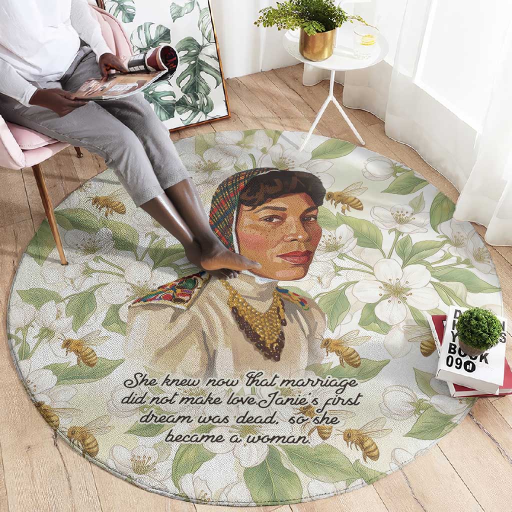 Zora Neale Hurston Round Carpet Floral Illustration Featuring Janie’s Dream from Their Eyes Were Watching God - African Pride