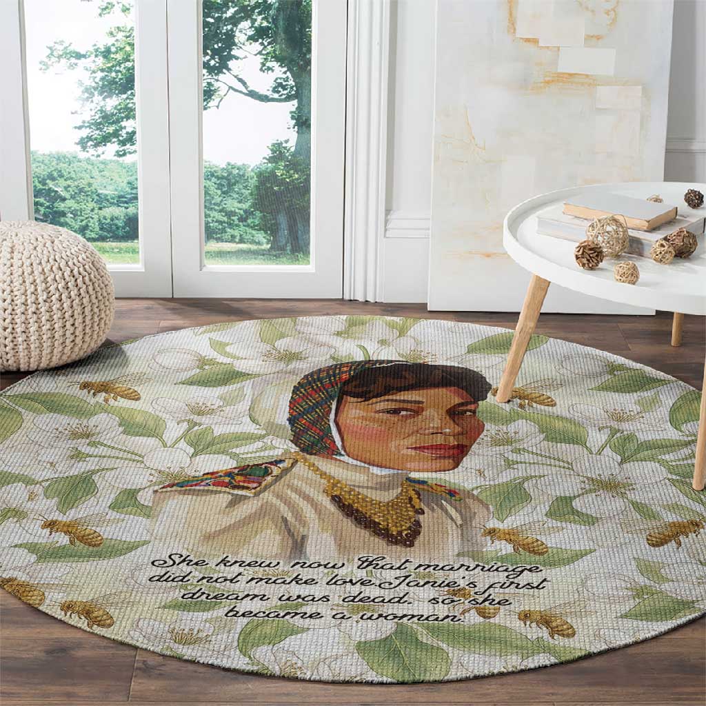 Zora Neale Hurston Round Carpet Floral Illustration Featuring Janie’s Dream from Their Eyes Were Watching God - African Pride