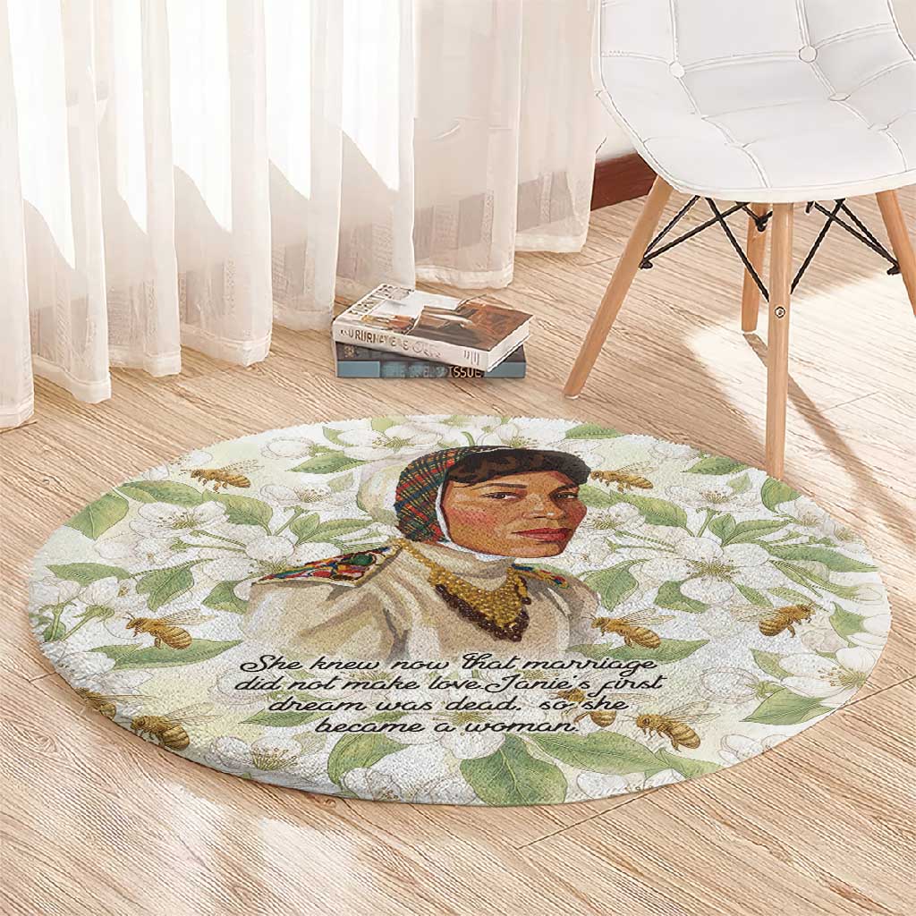 Zora Neale Hurston Round Carpet Floral Illustration Featuring Janie’s Dream from Their Eyes Were Watching God - African Pride
