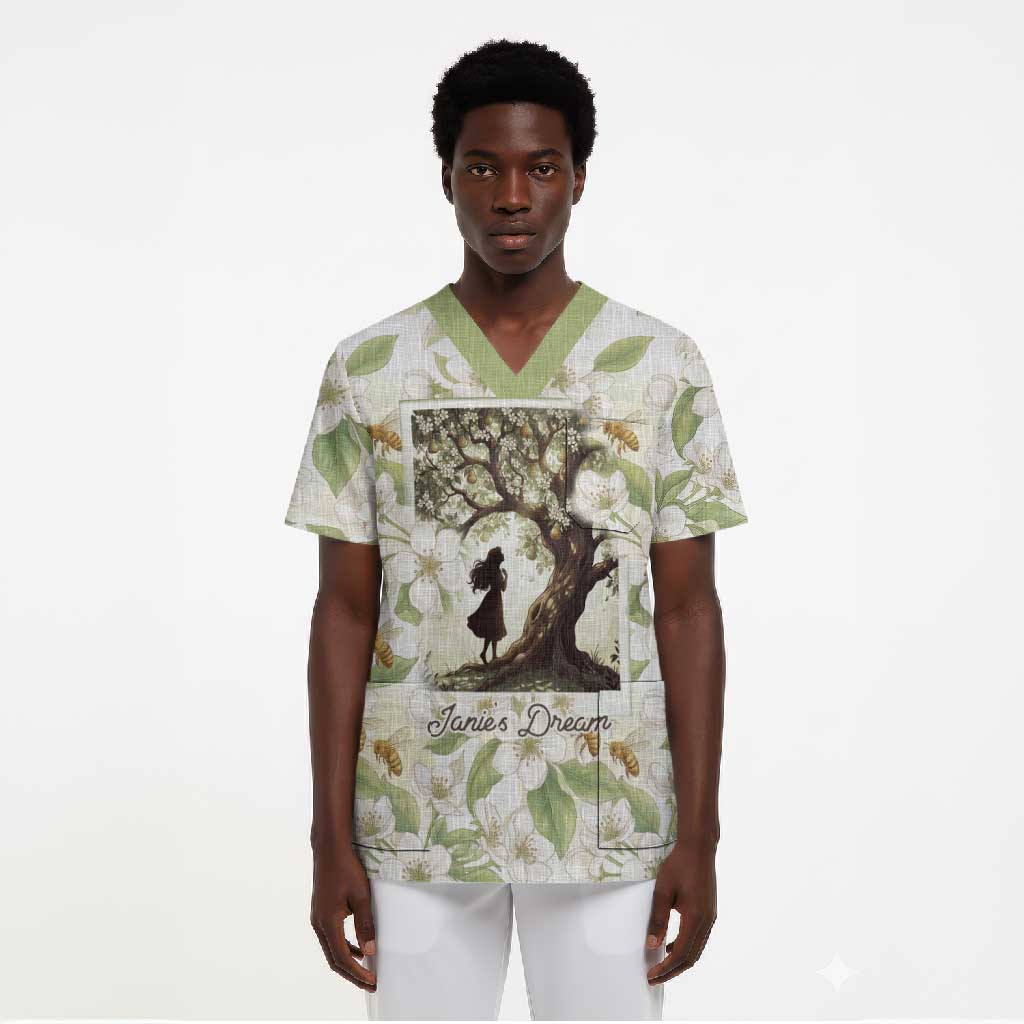 Zora Neale Hurston Scrub Top Floral Illustration Featuring Janie’s Dream from Their Eyes Were Watching God - African Pride