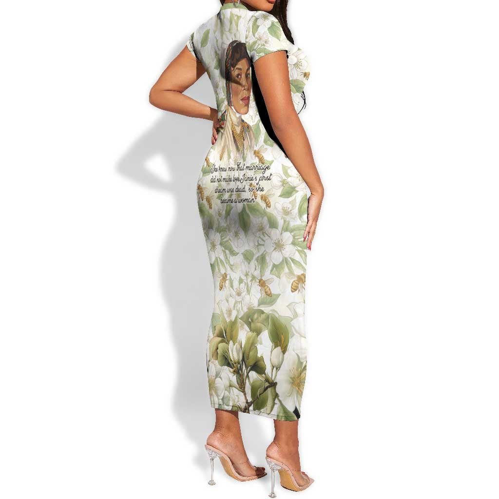 Zora Neale Hurston Short Sleeve Bodycon Dress Floral Illustration Featuring Janie’s Dream from Their Eyes Were Watching God - African Pride