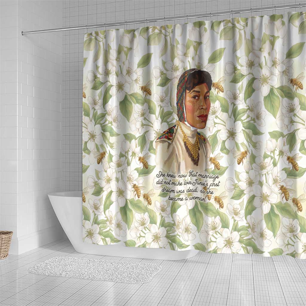 Zora Neale Hurston Shower Curtain Floral Illustration Featuring Janie’s Dream from Their Eyes Were Watching God - African Pride