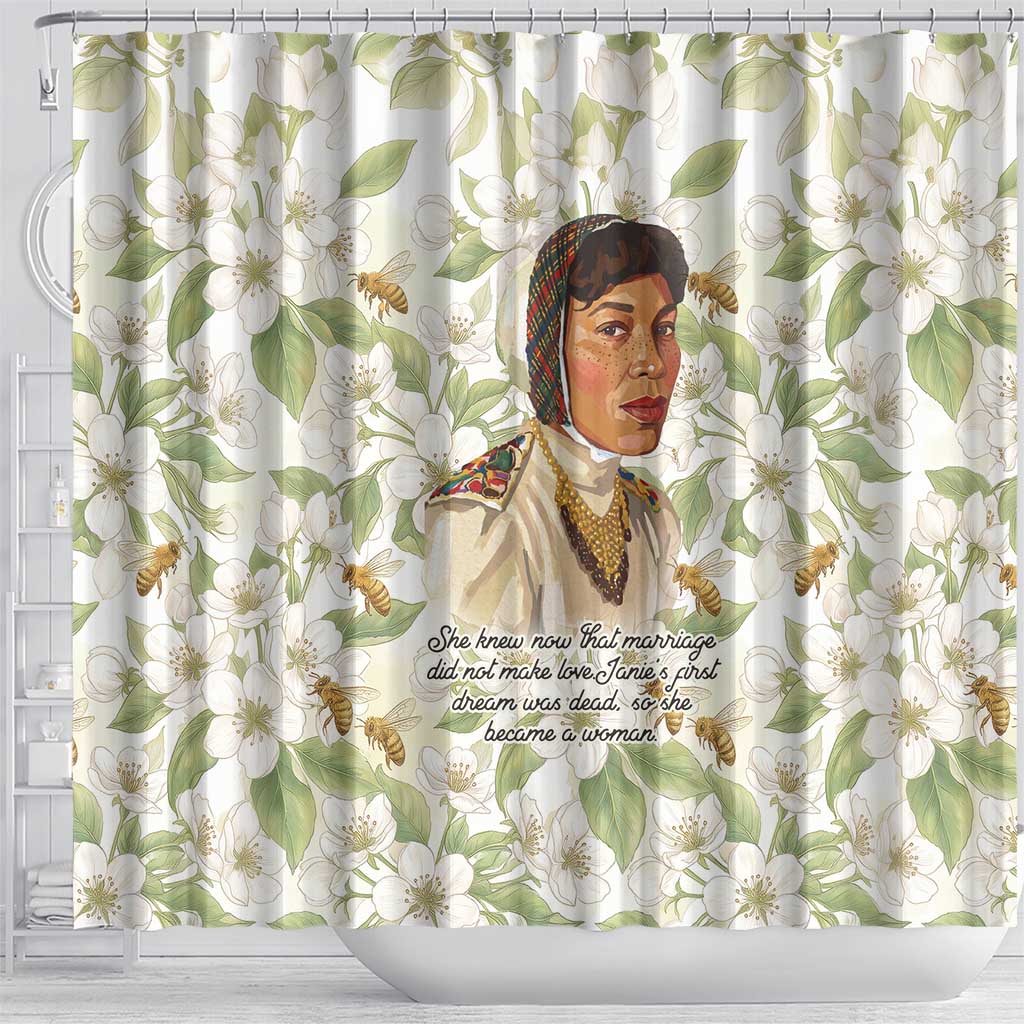 Zora Neale Hurston Shower Curtain Floral Illustration Featuring Janie’s Dream from Their Eyes Were Watching God - African Pride