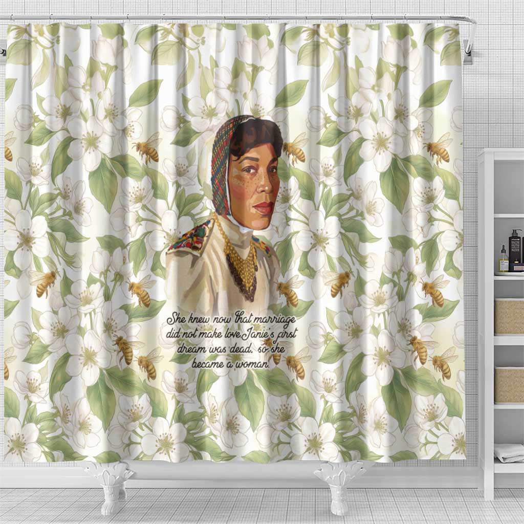Zora Neale Hurston Shower Curtain Floral Illustration Featuring Janie’s Dream from Their Eyes Were Watching God - African Pride