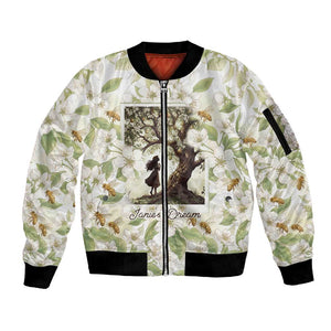 Zora Neale Hurston Sleeve Zip Bomber Jacket Floral Illustration Featuring Janie’s Dream from Their Eyes Were Watching God - African Pride